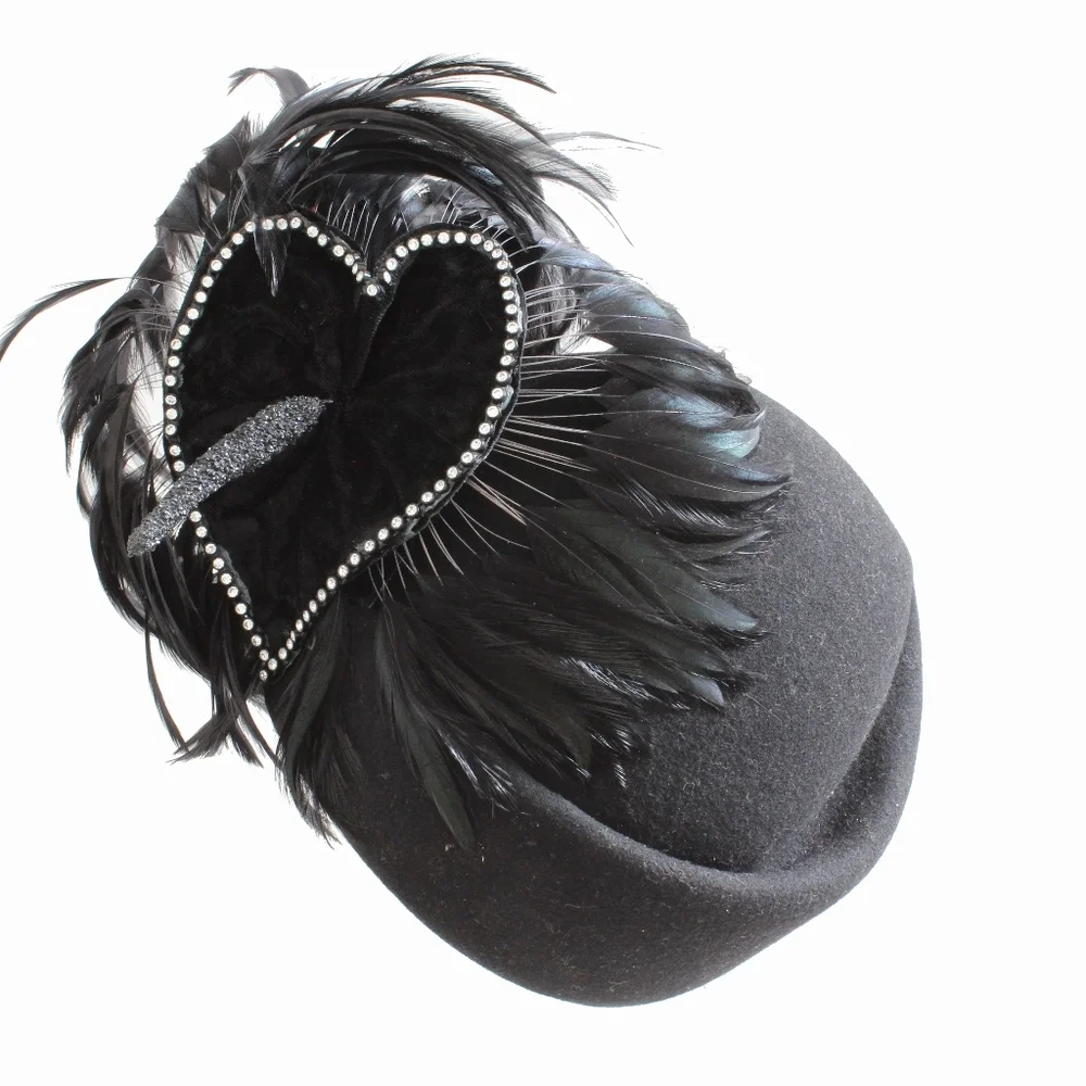 Jack McConnell Hat Wool & Feather Clochette Vintage Fascinator Designer HTF Rare - Picture 3 of 7